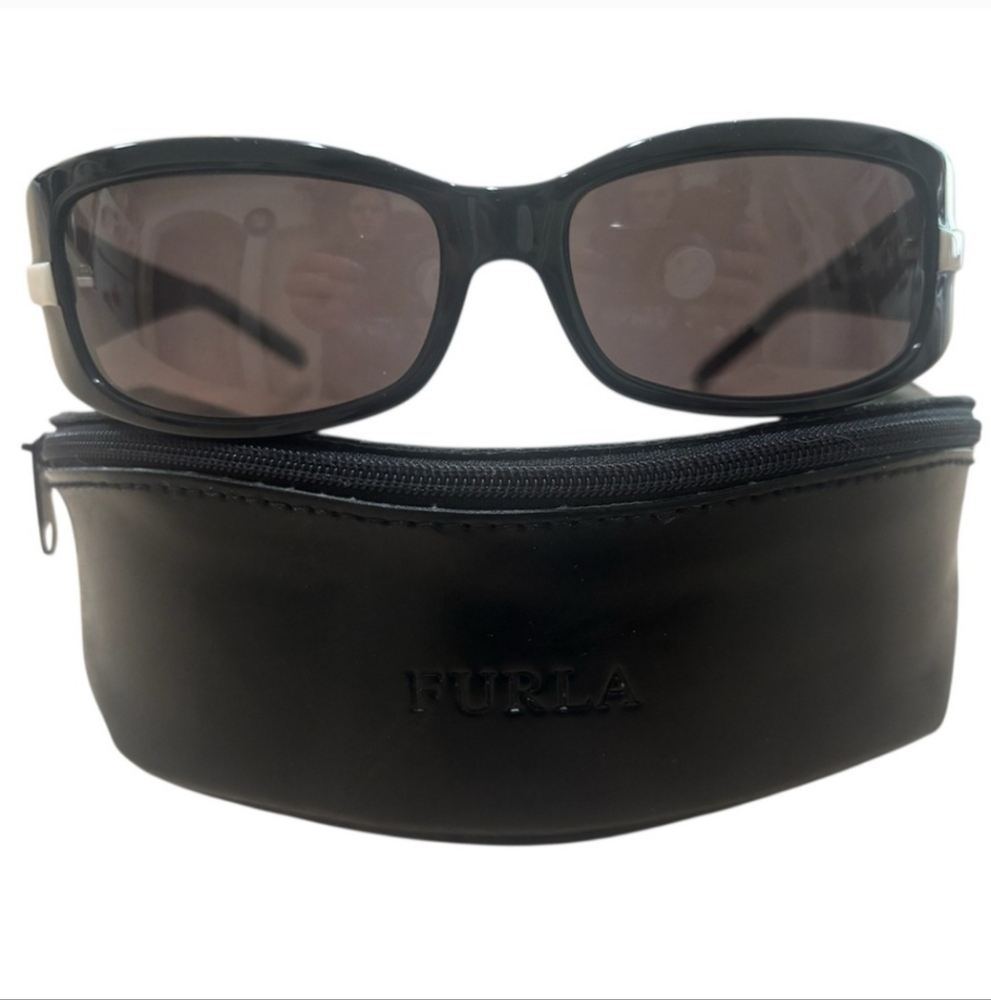 Furla Glossy Black Sunglasses with Case (EUC) - Picture 3 of 15